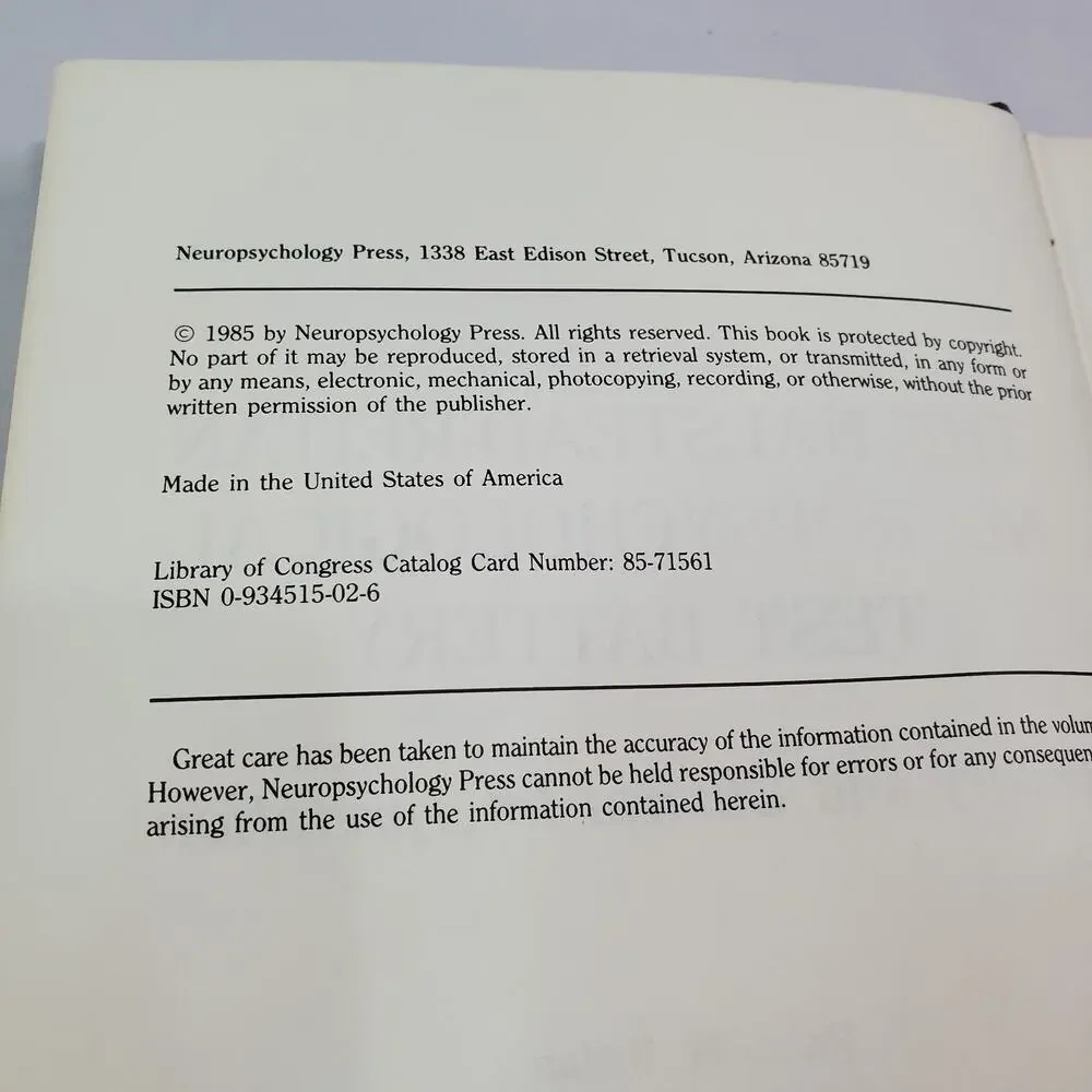 Halstead Reitan Neuropsychological Test Battery : Theory and Clinical Interpreta